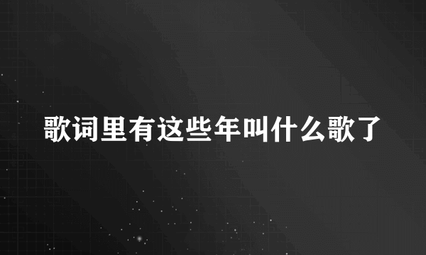 歌词里有这些年叫什么歌了