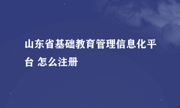 山东省基础教育管理信息化平台 怎么注册