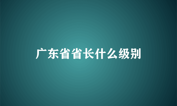 广东省省长什么级别