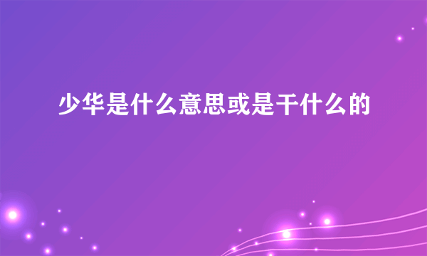 少华是什么意思或是干什么的