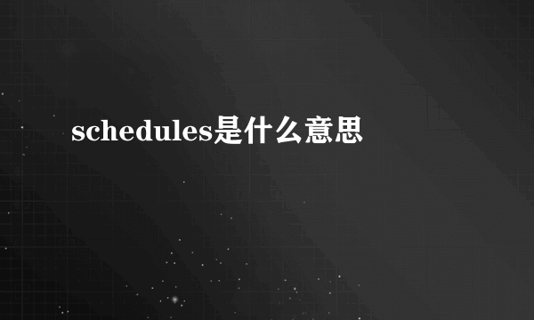 schedules是什么意思