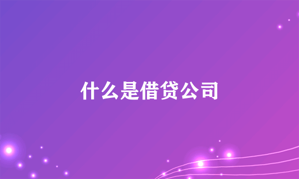 什么是借贷公司