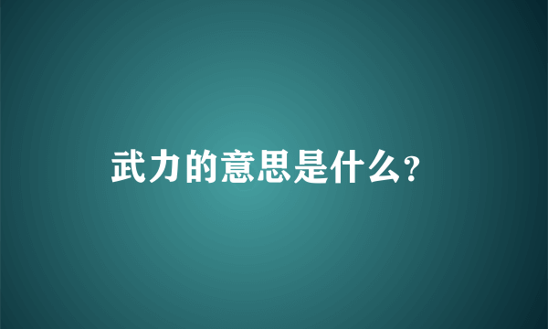 武力的意思是什么？