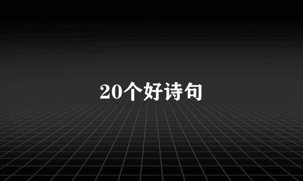 20个好诗句