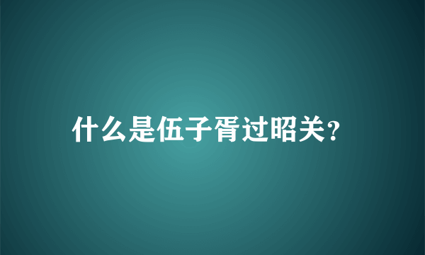 什么是伍子胥过昭关？