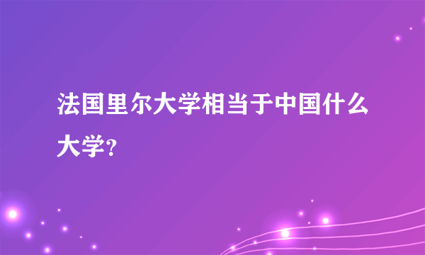 法国里尔大学相当于中国什么大学？