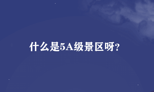 什么是5A级景区呀？