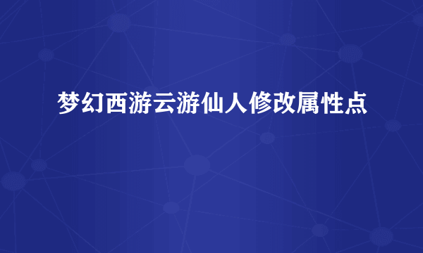 梦幻西游云游仙人修改属性点