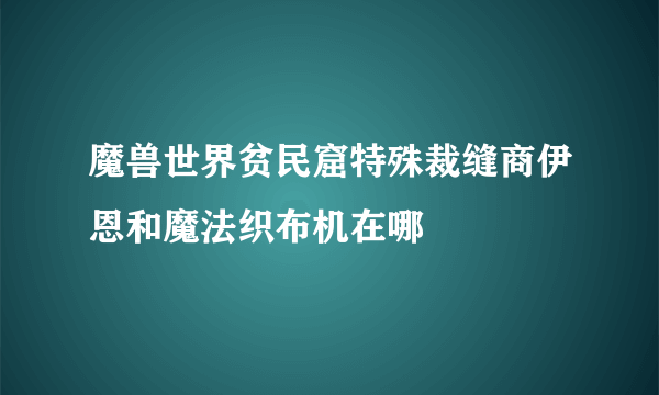 魔兽世界贫民窟特殊裁缝商伊恩和魔法织布机在哪