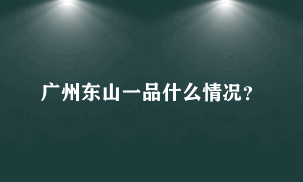 广州东山一品什么情况？