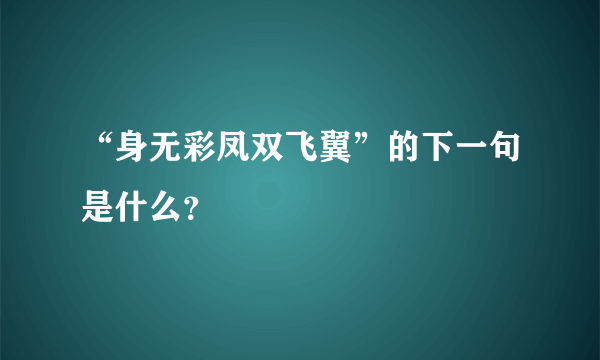 “身无彩凤双飞翼”的下一句是什么？