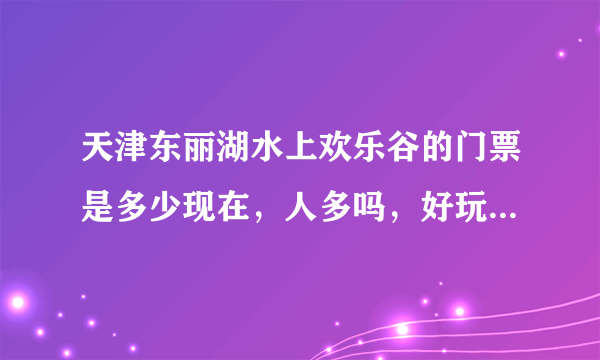 天津东丽湖水上欢乐谷的门票是多少现在，人多吗，好玩吗，都有哪些项目