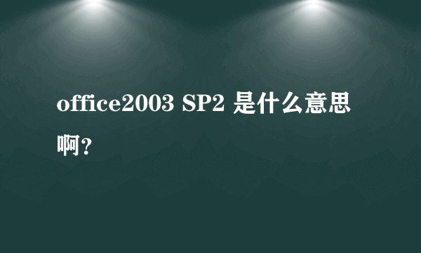 office2003 SP2 是什么意思啊？