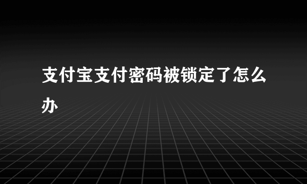 支付宝支付密码被锁定了怎么办