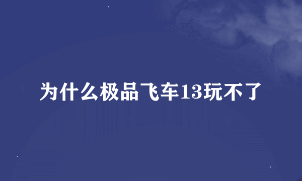 为什么极品飞车13玩不了