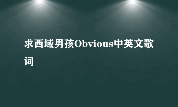 求西域男孩Obvious中英文歌词