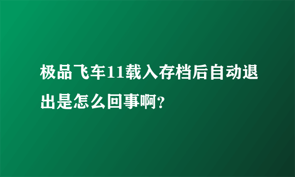 极品飞车11载入存档后自动退出是怎么回事啊？