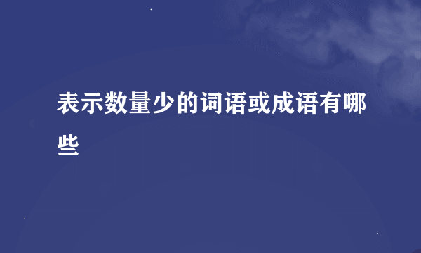 表示数量少的词语或成语有哪些