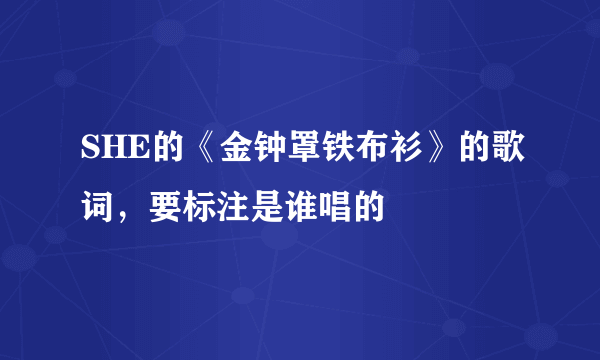 SHE的《金钟罩铁布衫》的歌词，要标注是谁唱的