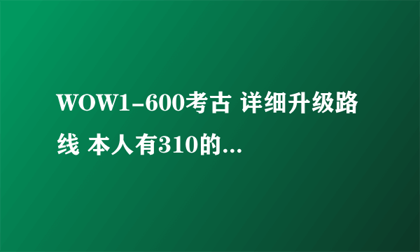 WOW1-600考古 详细升级路线 本人有310的鸟 还是个法师 求方法