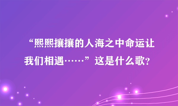 “熙熙攘攘的人海之中命运让我们相遇……”这是什么歌？