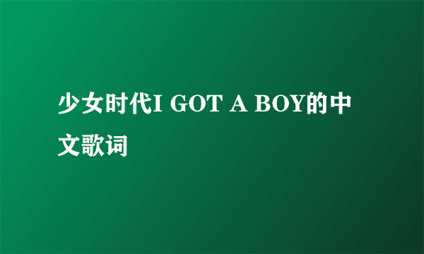 少女时代I GOT A BOY的中文歌词