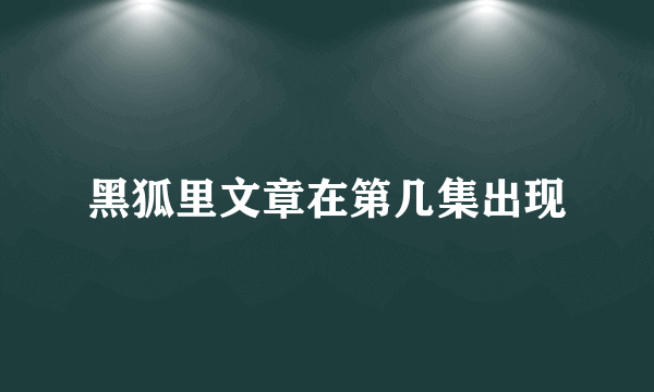 黑狐里文章在第几集出现