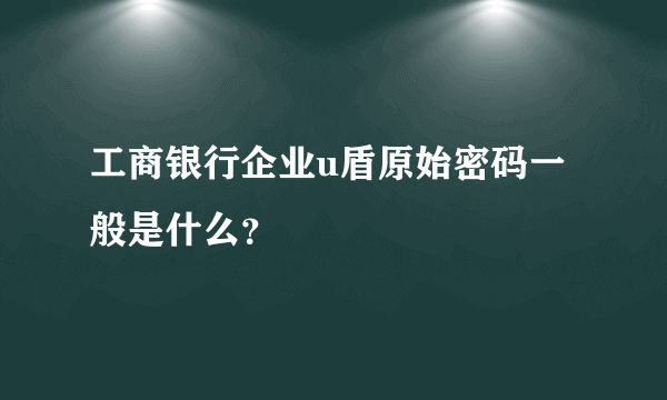 工商银行企业u盾原始密码一般是什么？