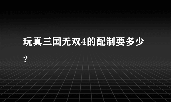 玩真三国无双4的配制要多少？