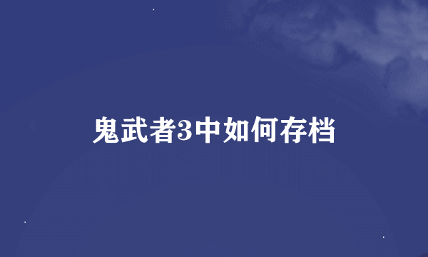 鬼武者3中如何存档