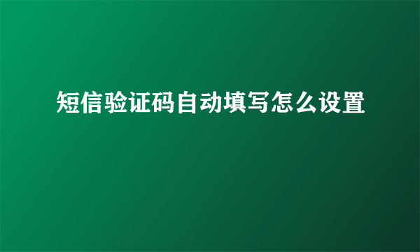 短信验证码自动填写怎么设置