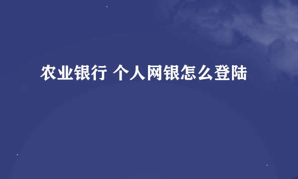 农业银行 个人网银怎么登陆