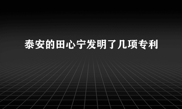 泰安的田心宁发明了几项专利