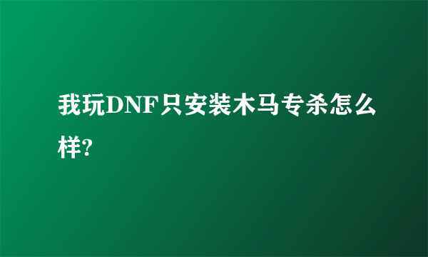 我玩DNF只安装木马专杀怎么样?