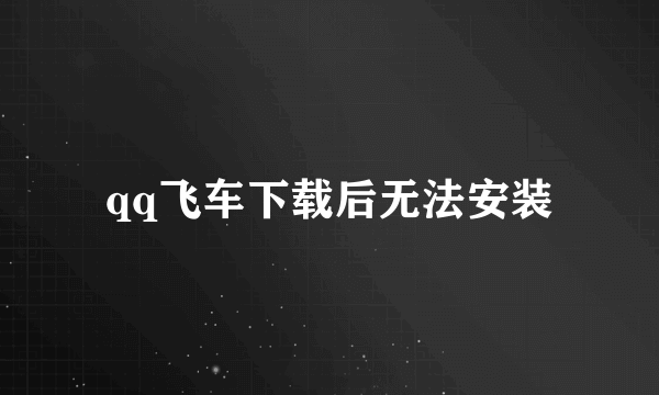 qq飞车下载后无法安装