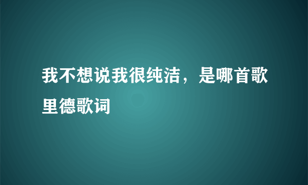 我不想说我很纯洁，是哪首歌里德歌词