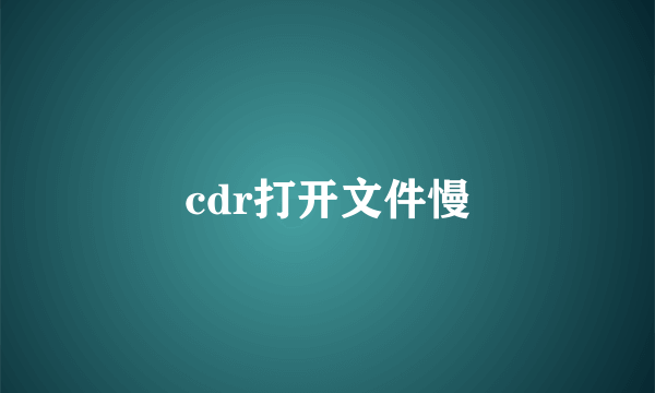 cdr打开文件慢