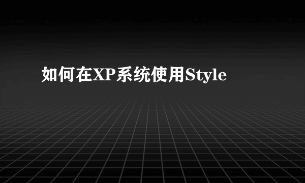 如何在XP系统使用Style