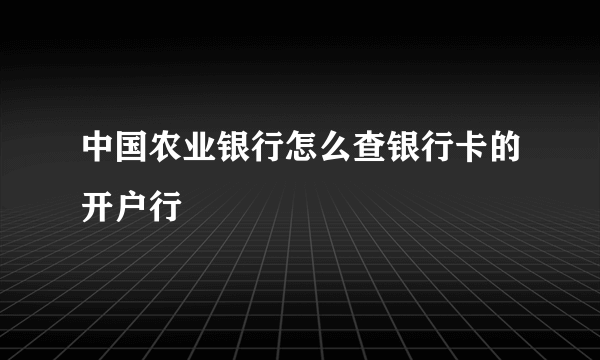 中国农业银行怎么查银行卡的开户行