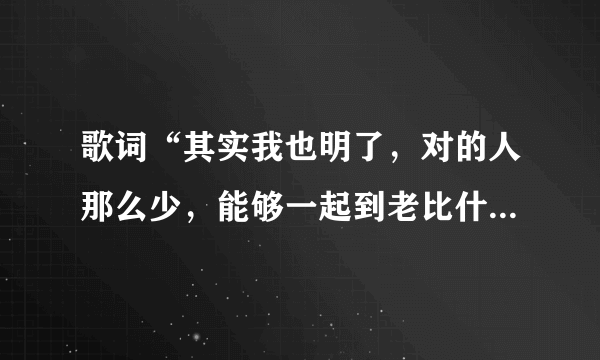 歌词“其实我也明了，对的人那么少，能够一起到老比什么都重要”是什么歌