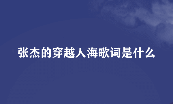 张杰的穿越人海歌词是什么