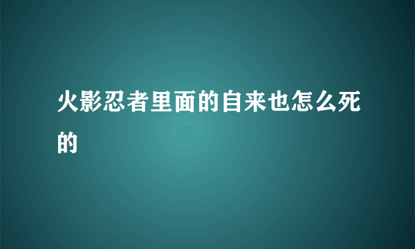 火影忍者里面的自来也怎么死的