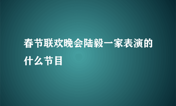 春节联欢晚会陆毅一家表演的什么节目