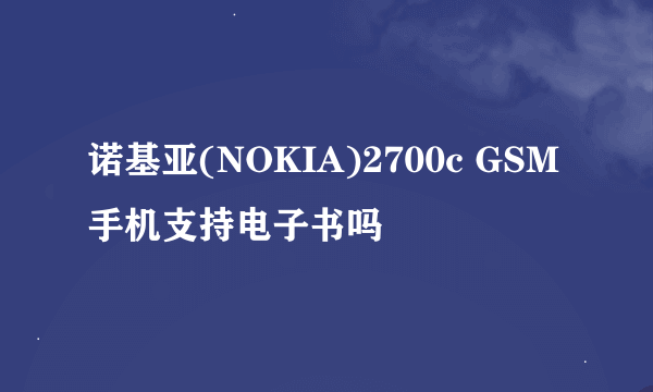 诺基亚(NOKIA)2700c GSM手机支持电子书吗