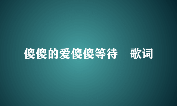 傻傻的爱傻傻等待 歌词