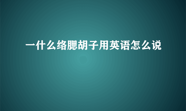 一什么络腮胡子用英语怎么说