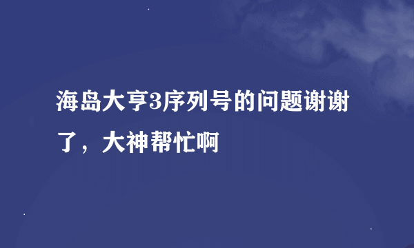 海岛大亨3序列号的问题谢谢了，大神帮忙啊