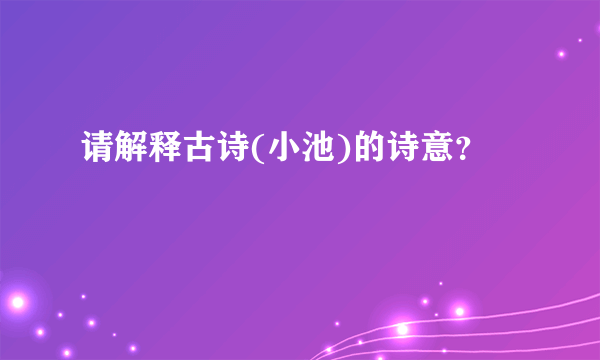 请解释古诗(小池)的诗意？