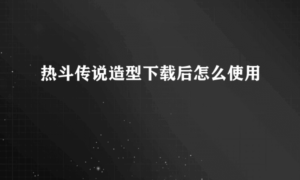 热斗传说造型下载后怎么使用