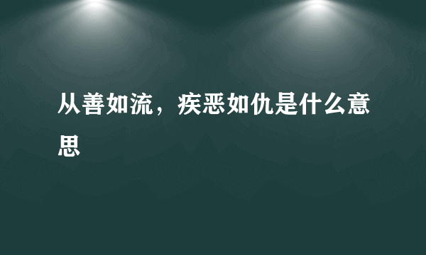 从善如流，疾恶如仇是什么意思